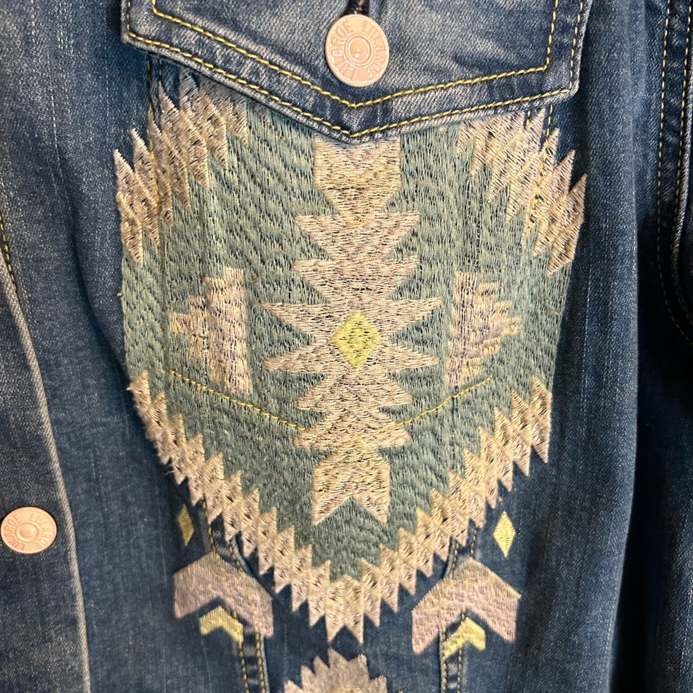 NWT Lularoe Jaxon Southwestern Denim Jacket Size 3X - Picture 9 of 11